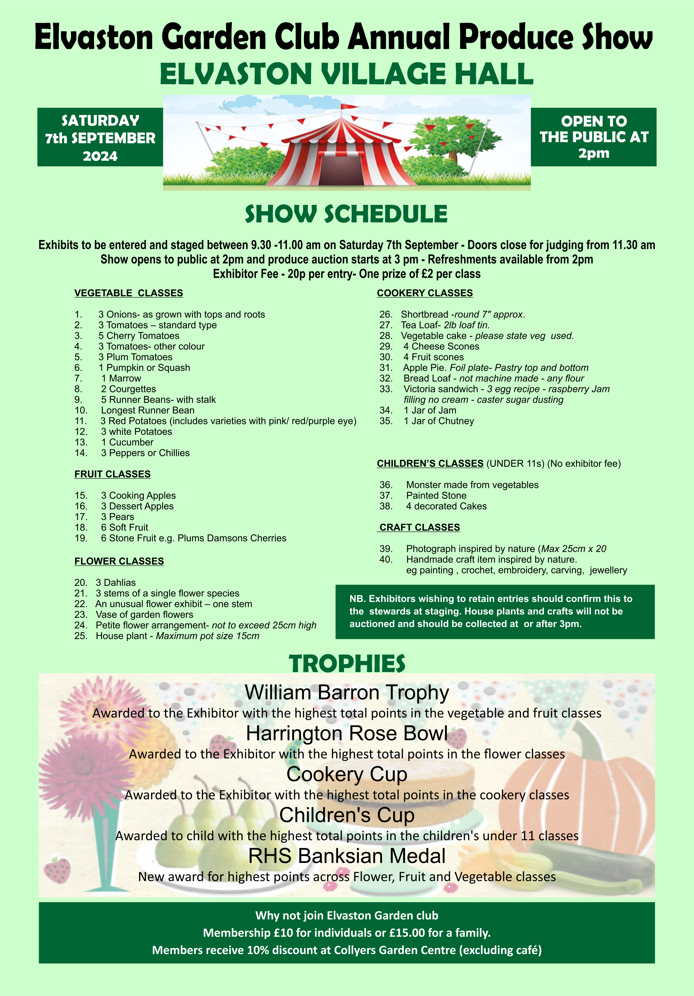 2024 ELvaston Gardening Club Produce Show Poster